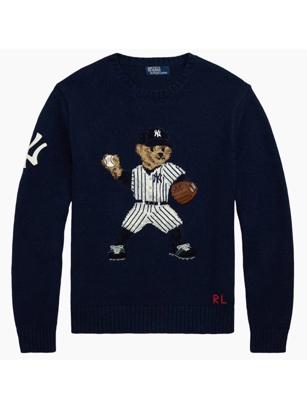 NEW Authentic Women’s large Polo Ralph Lauren New York Yankees Bear Sweater